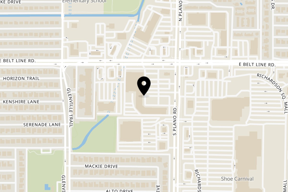 Map showing the location of Krishna Juice & Chaat on 1300 E Belt Line Rd #300 in Richardson